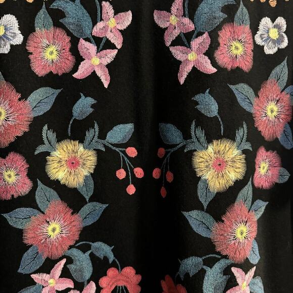 Zara Floral Embroidered Tulle Trim Black Sheath Dress Size Large Fairy Grunge - Picture 3 of 6